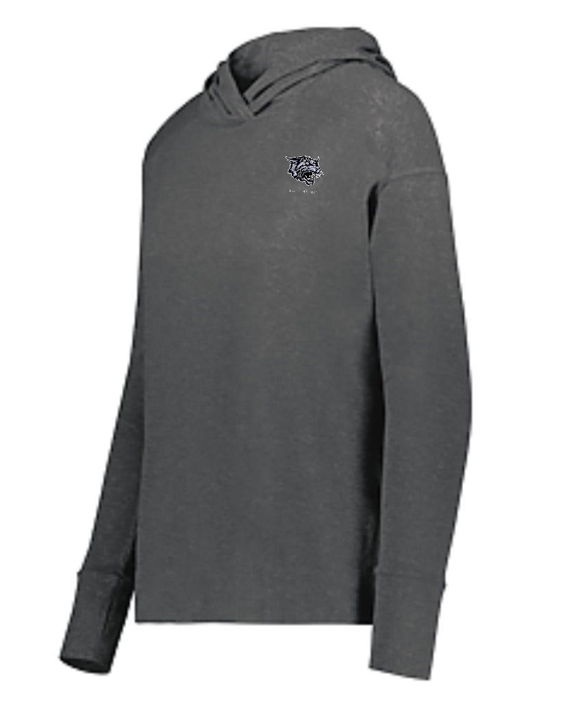 Women's Grey Soft-Knit Hoodie with Wildcat Logo