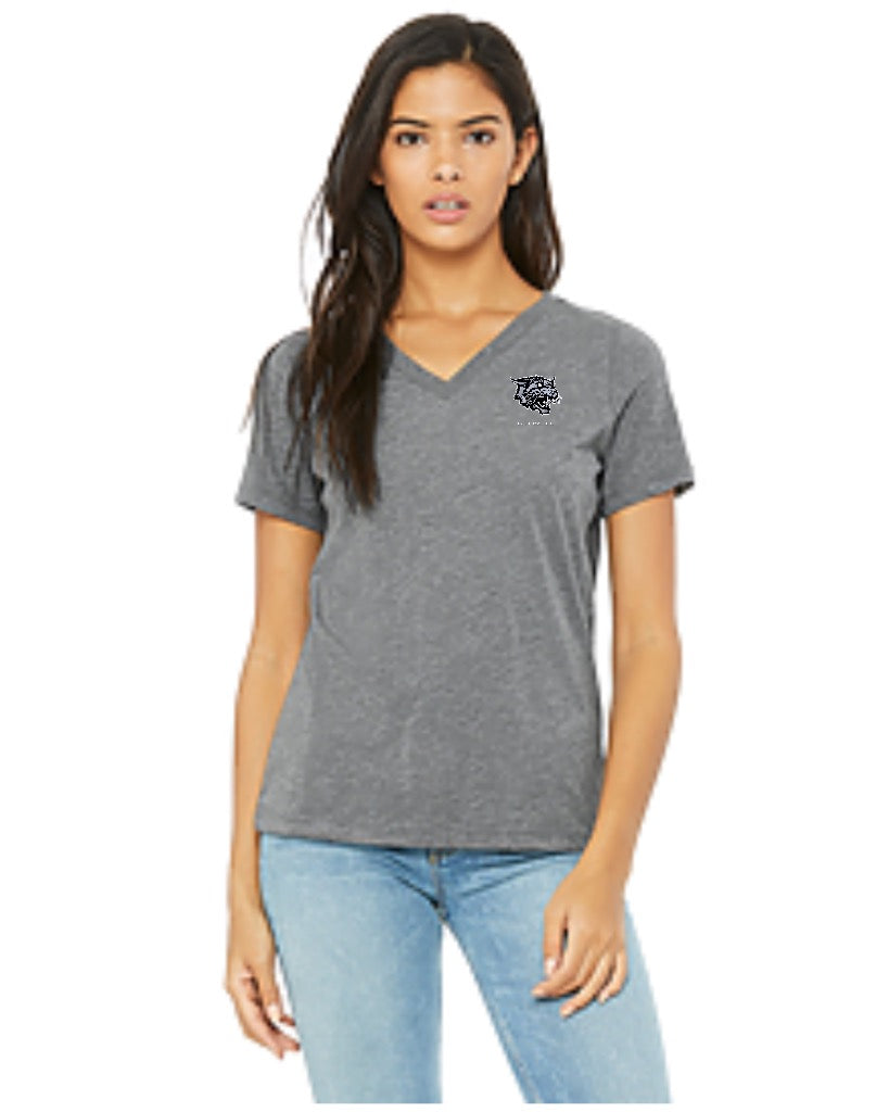 Women's Grey V-neck with Wildcat Logo