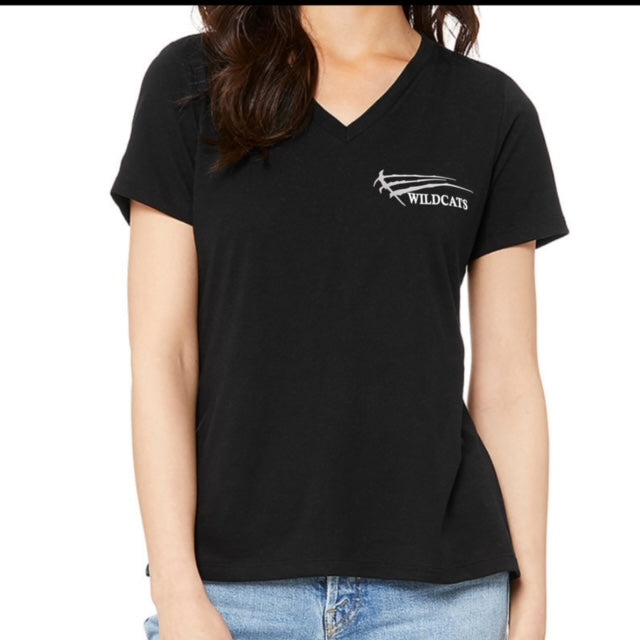 Women's Black V-neck with E-logo