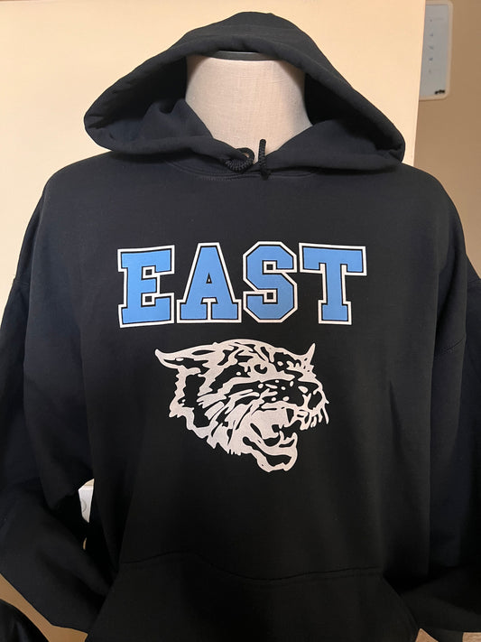 Wildcats Black Sweatshirt with Carolina Blue East